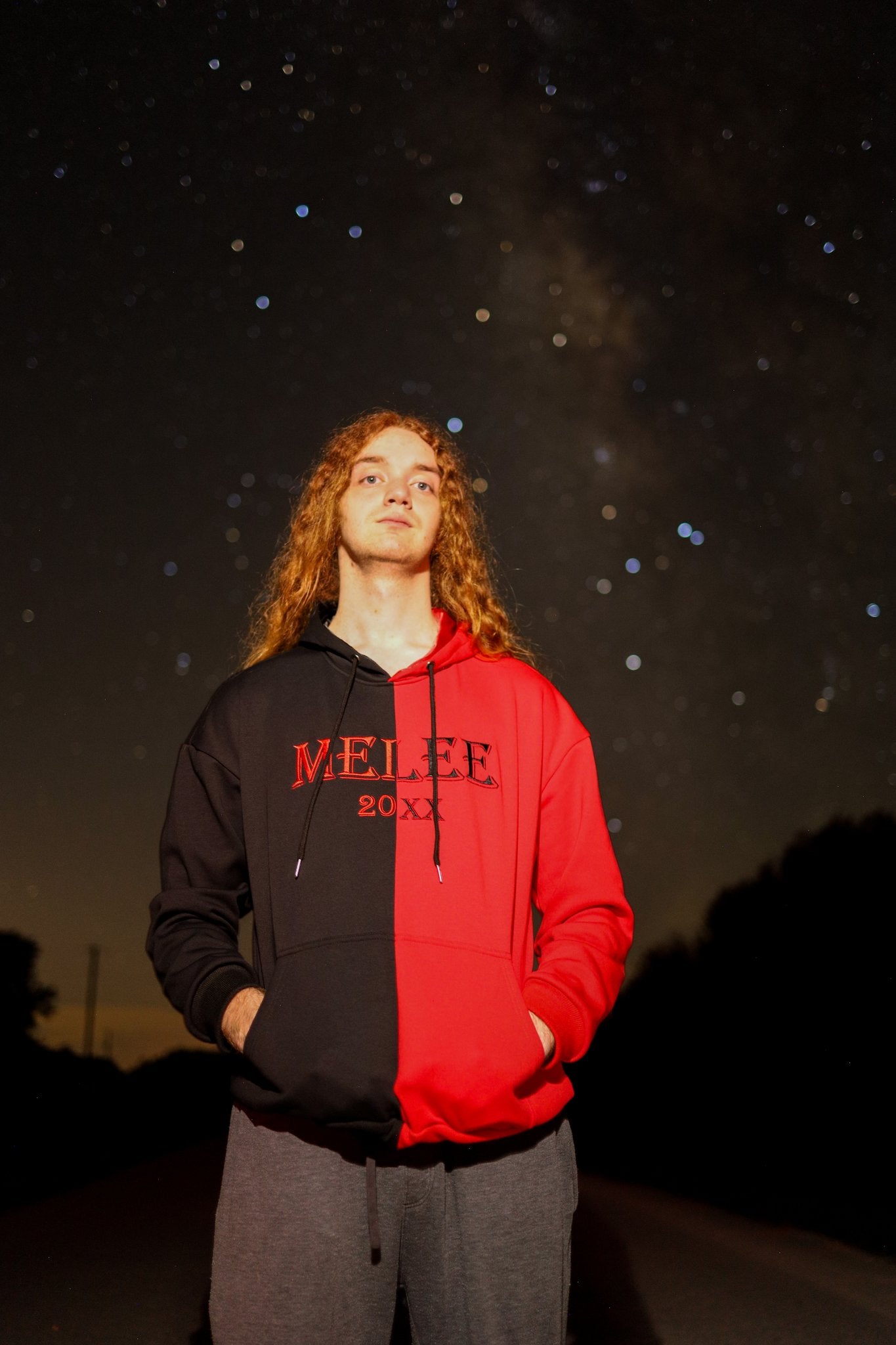 Melee 20XX Silk Hoodie - Red/Black