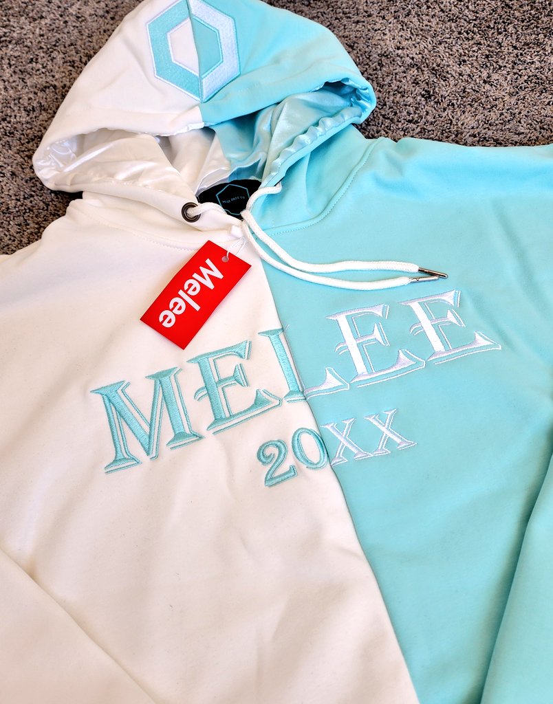 Melee 20XX Silk Hoodie - Teal Blue/White