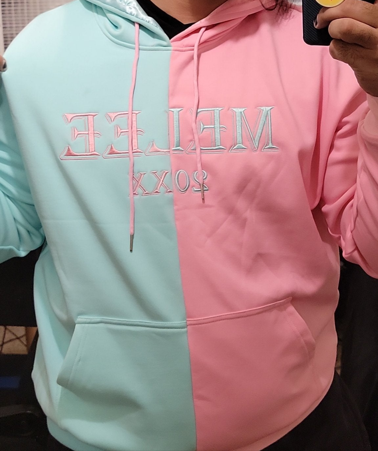 Melee 20XX Silk Hoodie - Pastel Pink/Blue