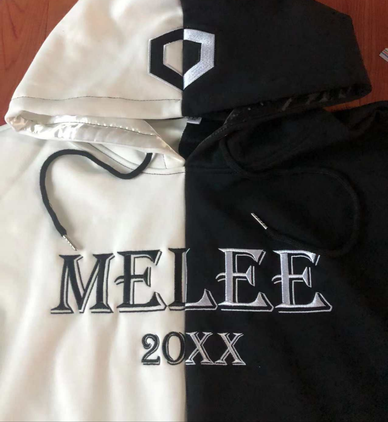 Melee 20XX Silk Hoodie - White/Black