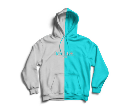 Melee 20XX Silk Hoodie - Teal Blue/White